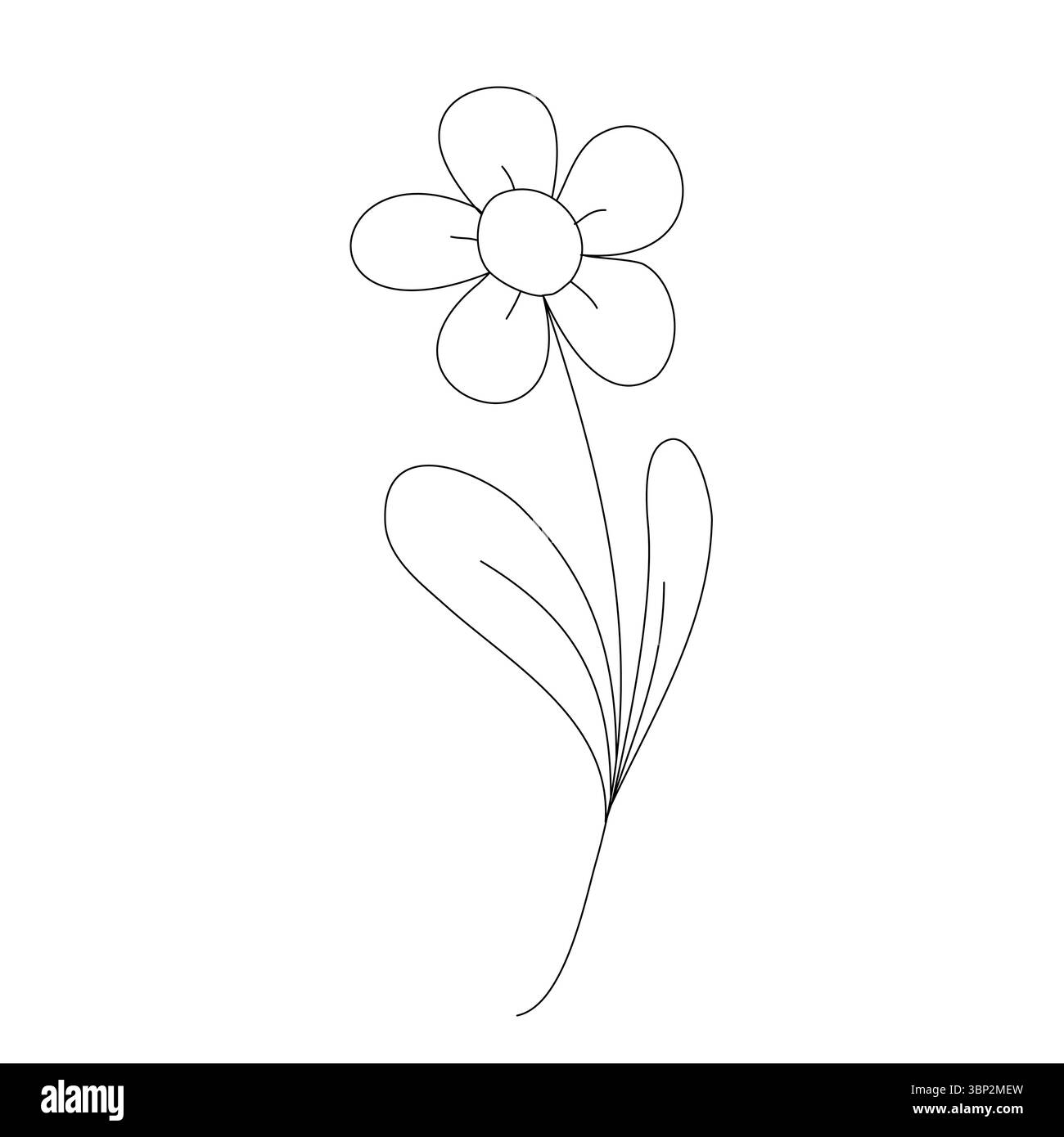 Doodle daisy Flower. Illustrazione vettoriale disegnata a mano. Grazioso motivo a doodle. Modello per biglietti d'auguri, logotipo, bellissime decorazioni, regali Illustrazione Vettoriale
