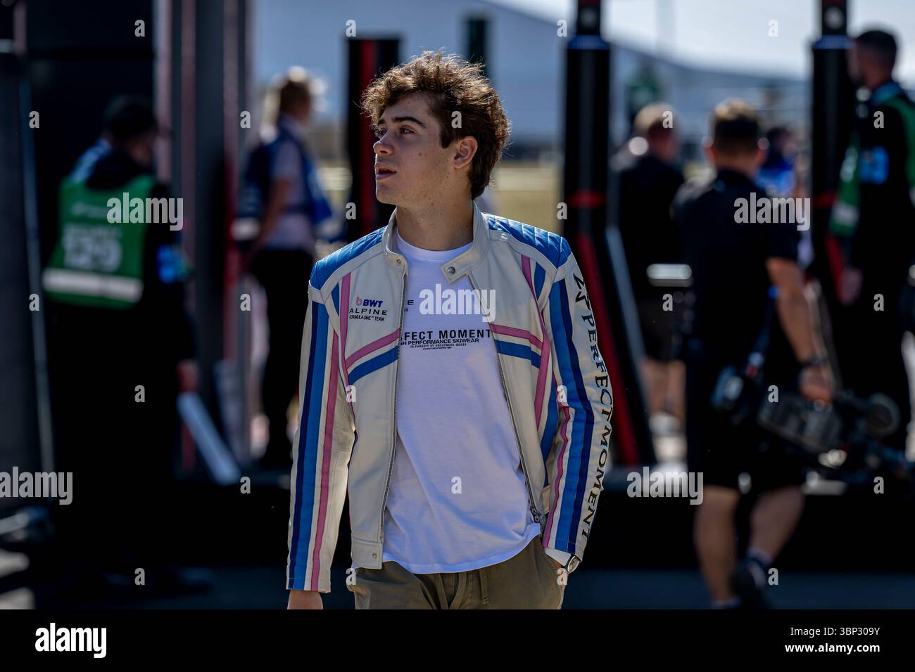 Silverstone, Regno Unito, 03 luglio 2025, Franco Colapinto, dall'Argentina gareggia per Alpine. Il Gran Premio di Gran Bretagna 2025 The Build Up, che si svolge a Silverstone, Regno Unito. Crediti: Michael Potts/Alamy Live News Foto Stock