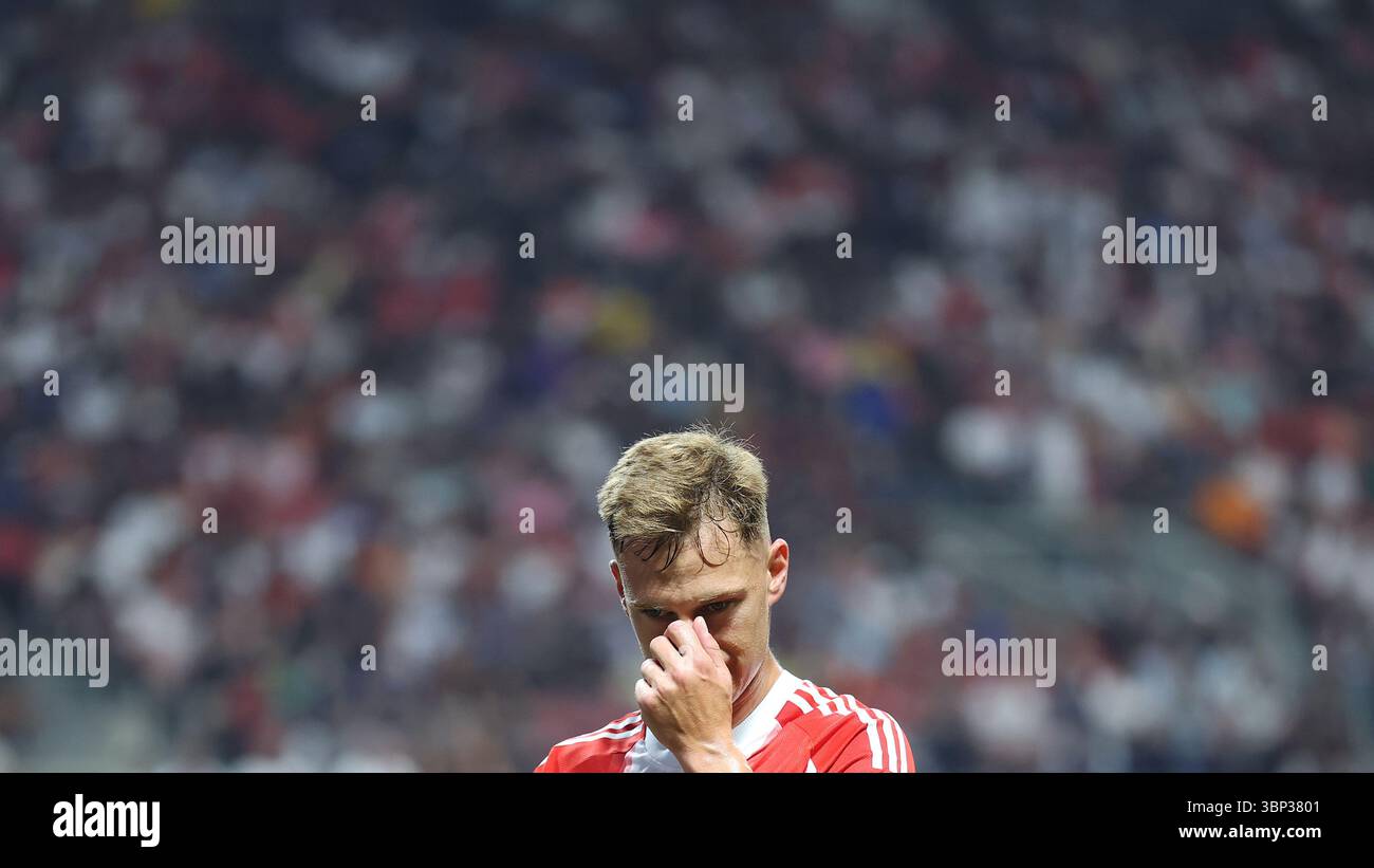Atlanta, Stati Uniti. 5 luglio 2025. Joshua Kimmich del Bayern Monaco reagisce durante la partita dei quarti di finale tra Paris Saint-Germain (fra) e FC Bayern Monaco (GER) alla Coppa del mondo per club FIFA 2025 al Mercedes-Benz Stadium di Atlanta, Georgia, Stati Uniti, 5 luglio, 2025. credito: li Ming/Xinhua/Alamy Live News Foto Stock