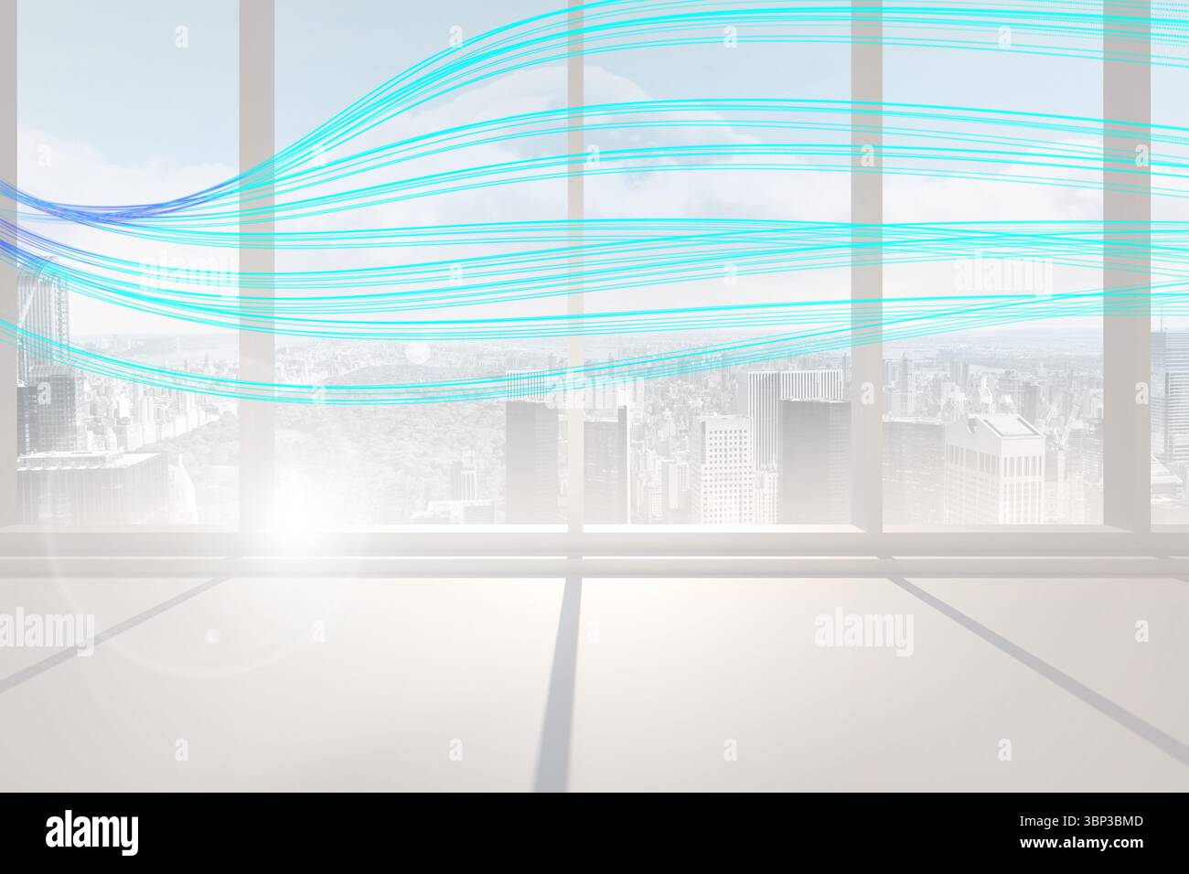 Abstract linea blu design in camera Foto Stock