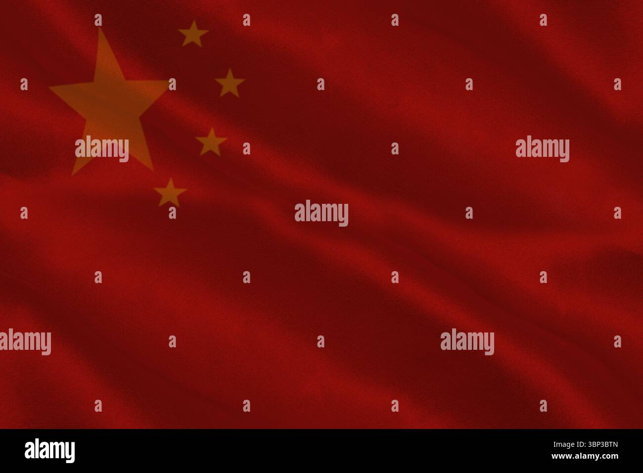 Primo piano di sventolare bandiera cinese Foto Stock