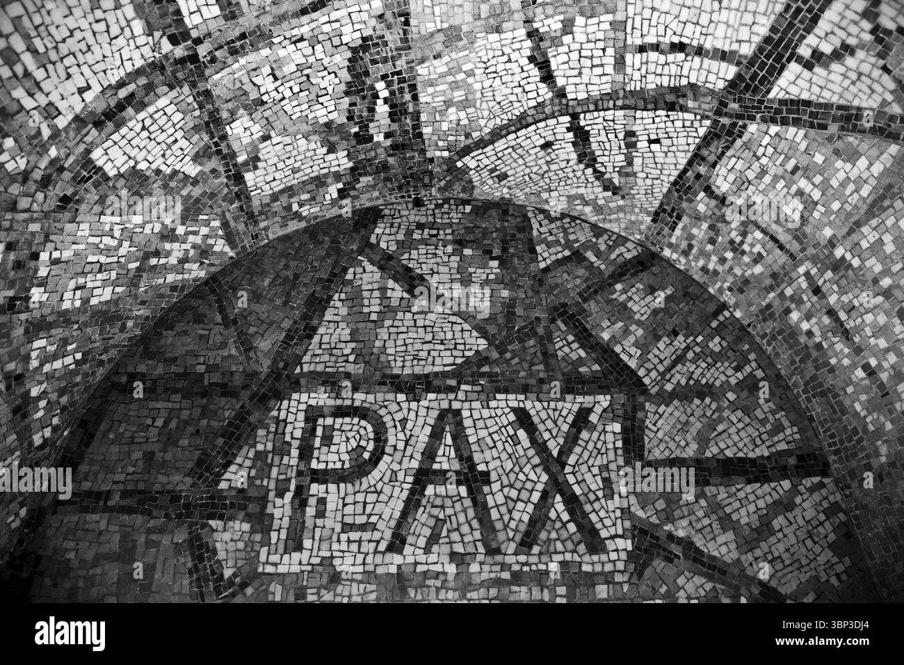 Monumento a Bittermark, luogo commemorativo, dettaglio della cripta con la parola PAX, artista Leon Zack, Dortmund, Renania settentrionale-Vestfalia, Germania, Europa Foto Stock Monumento a Bittermark, luogo commemorativo, dettaglio della cripta con la parola PAX, artista Leon Zack, Dortmund, Renania settentrionale-Vestfalia, Germania, Europa Foto Stock