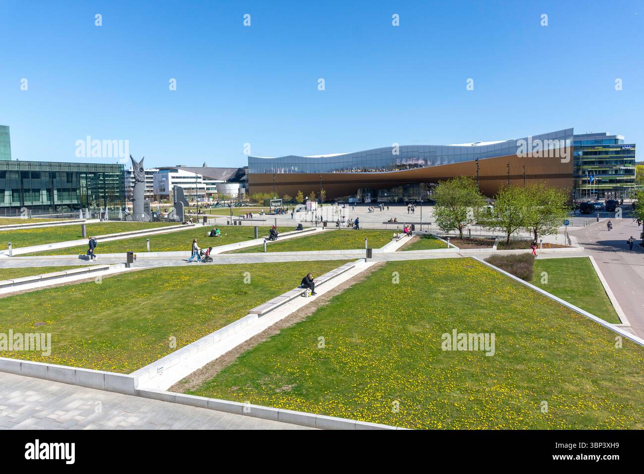 Biblioteca centrale di Helsinki (Oodi), Piazza Kansalaistori, Kluuvi, città di Helsinki, regione Uusimaa (Nyland), Repubblica di Finlandia Foto Stock