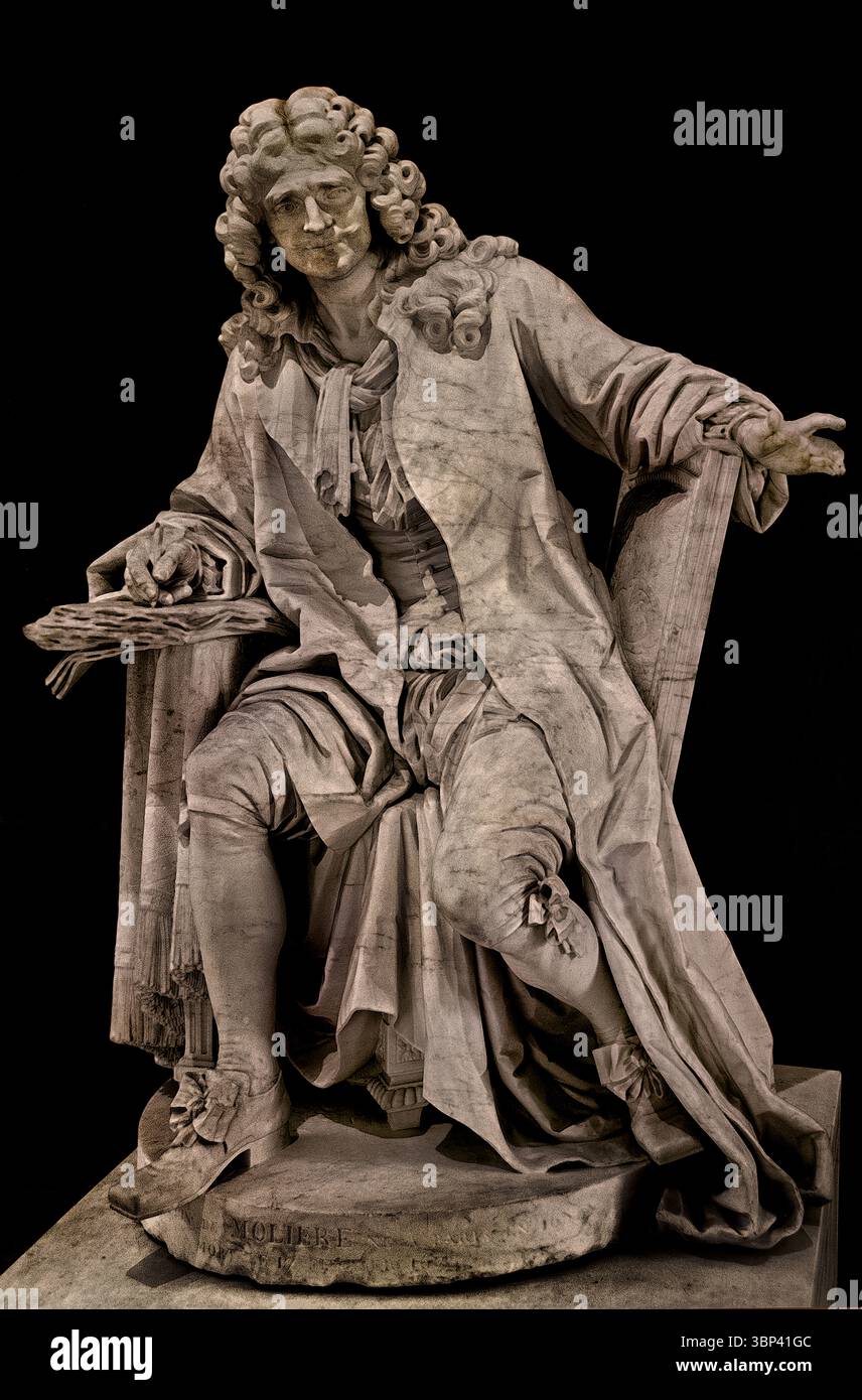 Jean Baptiste Poquelin - Molière 1622 - 1673 DI Jean Jacques CAFFIERI 1725 - 1792 Louvre, Parigi, Francia, francese, ( Molière è stato un attore e drammaturgo francese che è diventato il più grande di tutti gli scrittori della commedia francese. Anche se le autorità sacre e secolari della Francia del XVII secolo spesso combinate contro di lui, il genio di Molière finalmente emerse per conquistarlo. Foto Stock