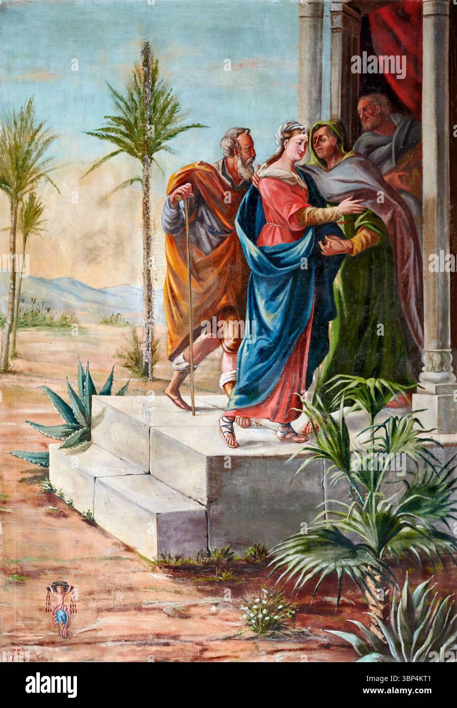 Visita - afolio su tela - Achille Locatelli - 1904 - Olda (BG) chiesa dei SS. Pietro e Paolo Foto Stock