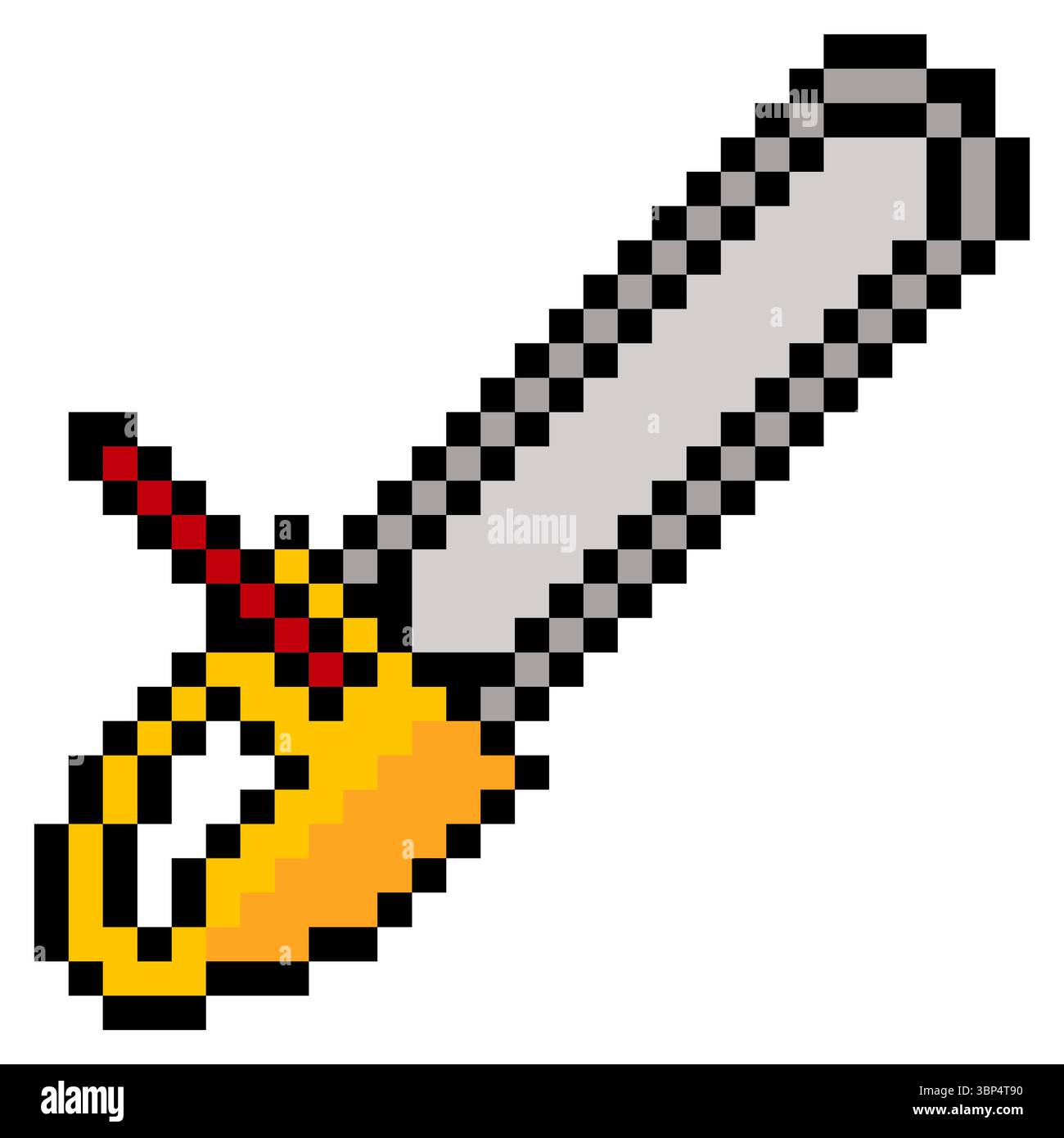 Chainshaw in pixel art isolato su sfondo bianco Illustrazione Vettoriale