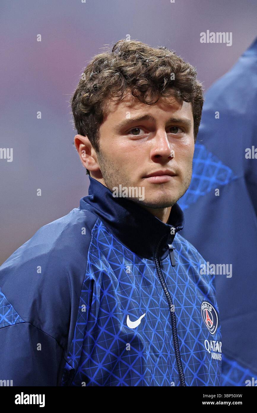 5 luglio 2025; Atlanta, Georgia, USA: Joao Neves del PSG durante la partita tra PSG e FC Bayern Monaco, per i quarti di finale della Coppa del mondo per club FIFA 2025, al Mercedes-Benz Stadium Foto Stock