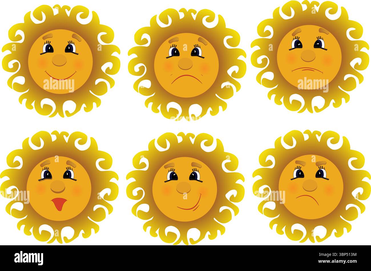 Emoji sole su sfondo bianco. Illustrazione Vettoriale
