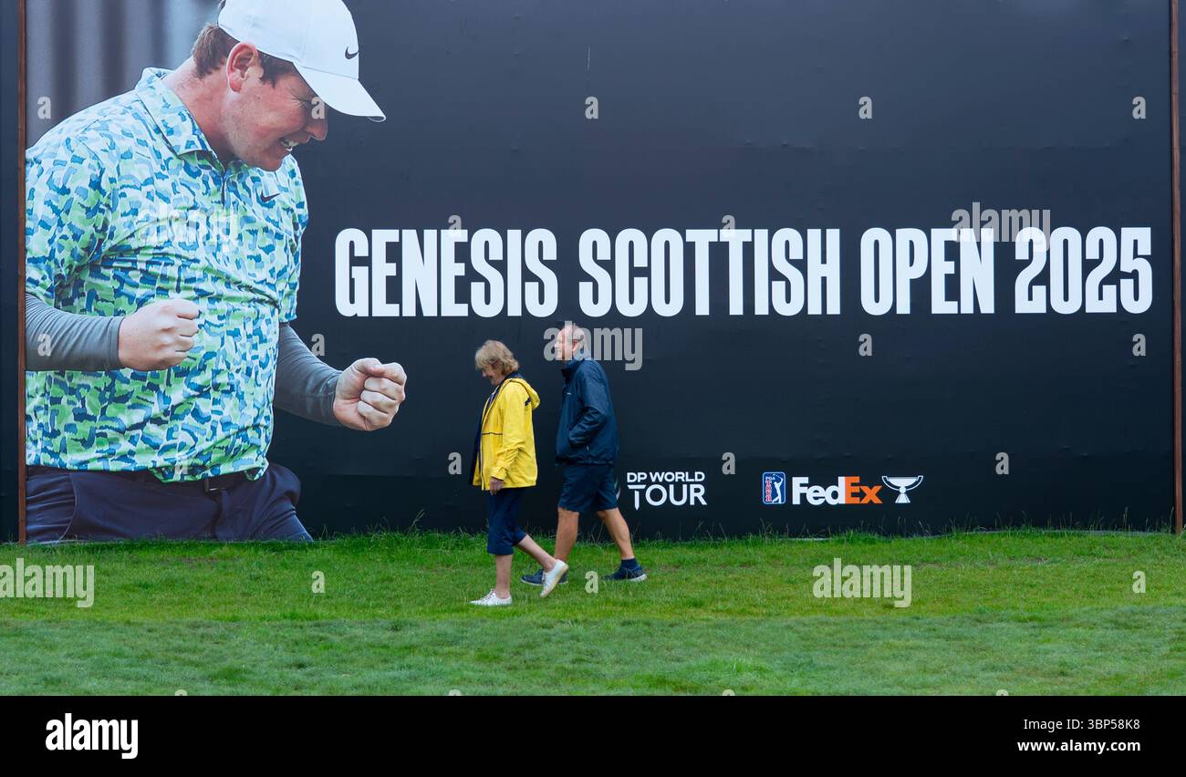 Gullane, East Lothian, Scozia, Regno Unito. 6 luglio 2025. Visualizza in anteprima le immagini del Renaissance Club vicino a Gullane, che questa settimana ospita il campionato di golf Genesis Scottish Open. L'evento è diventato un appuntamento importante nell'anno del golf e ha attirato 8 dei 10 migliori giocatori del mondo nella settimana precedente l'Open . Iain Masterton/Alamy Live News Foto Stock