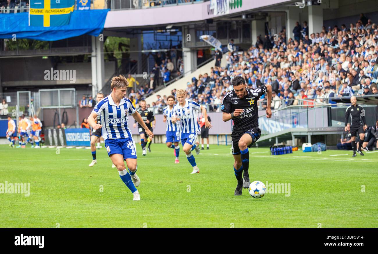 Gothenburg, Svezia. 6 luglio 2025. Momento nel secondo tempo della partita tra IFK Gothenburg e IK Sirius in Allsvenskan svedese a Gamla Ullevi. Crediti: Per Ljung/Alamy Live News Foto Stock