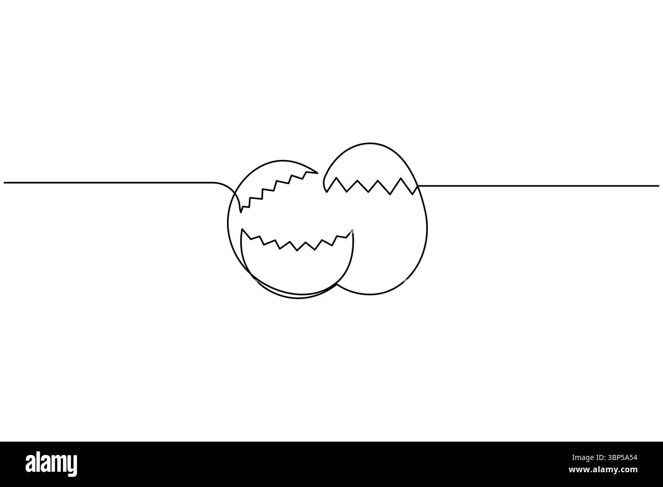 Semplice illustrazione di uova di pasqua in un'unica linea continua, isolata su sfondo bianco Illustrazione Vettoriale