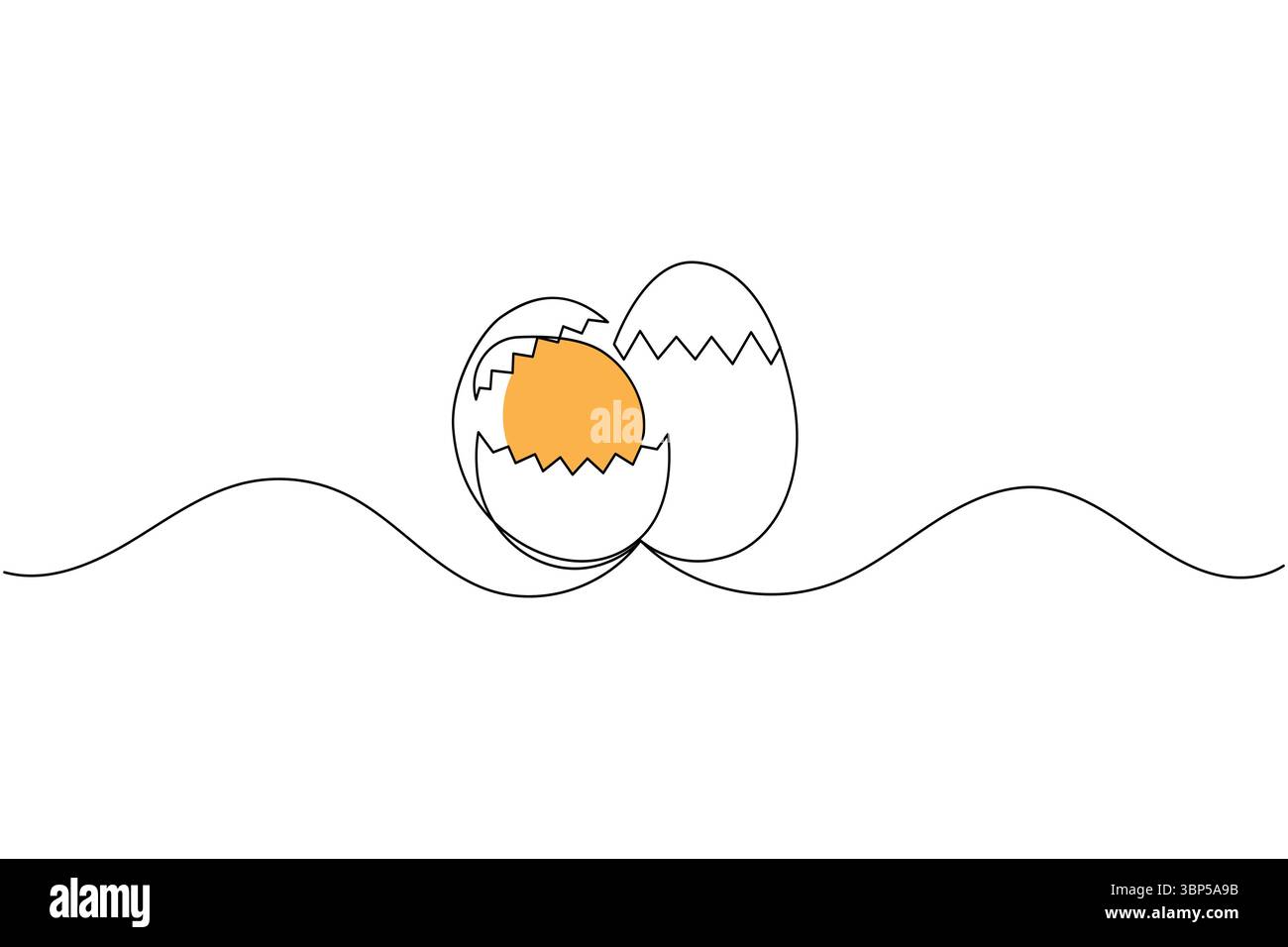 Semplice illustrazione di uova di pasqua in un'unica linea continua, isolata su sfondo bianco Illustrazione Vettoriale