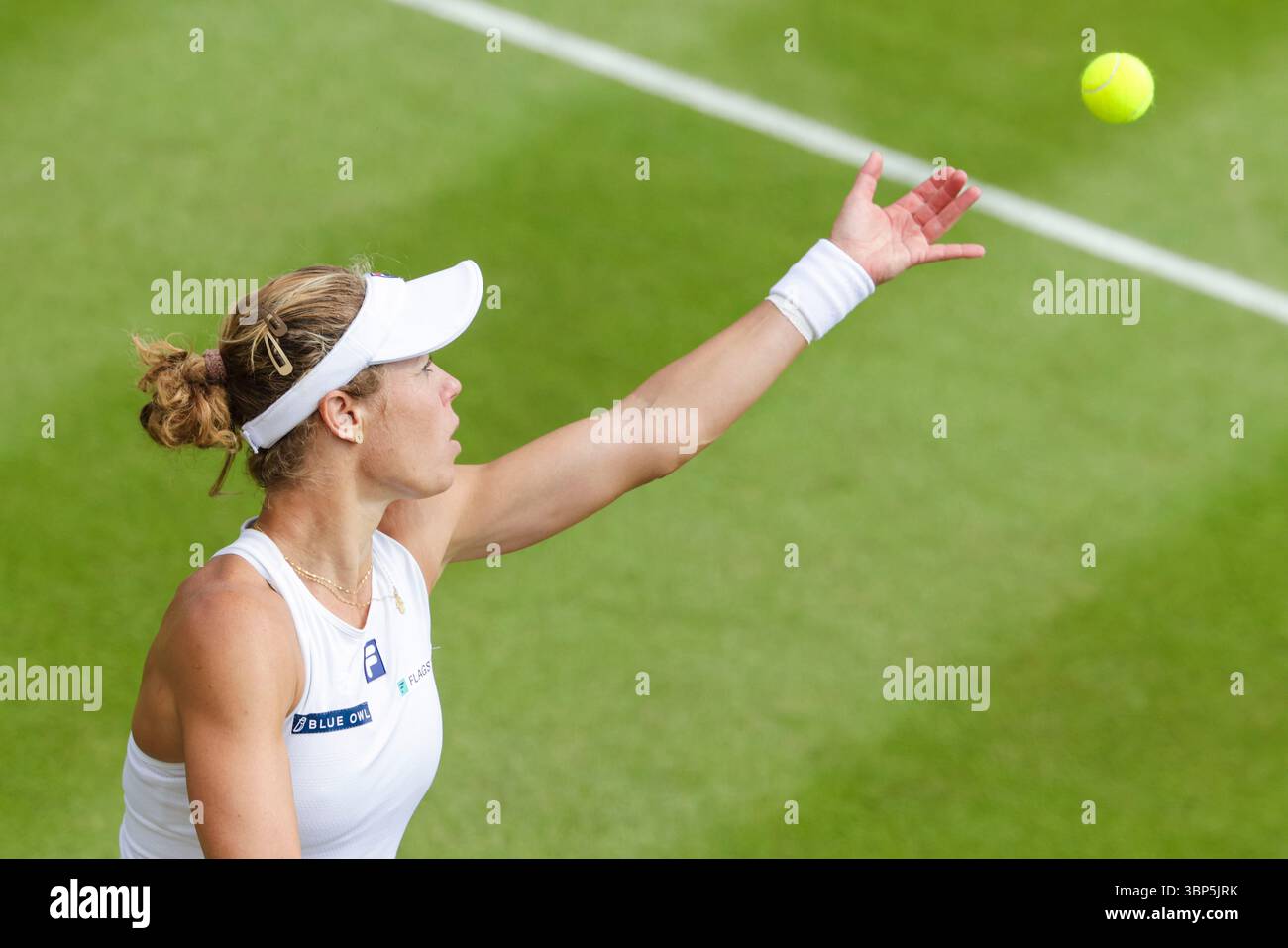 Londra, Gran Bretagna, 6 luglio 2025. Laura Siegemund (GER) durante il Grand Slam di Wimbledon del 2025. (Foto di Frank Molter) / solo per uso editoriale! Foto Stock