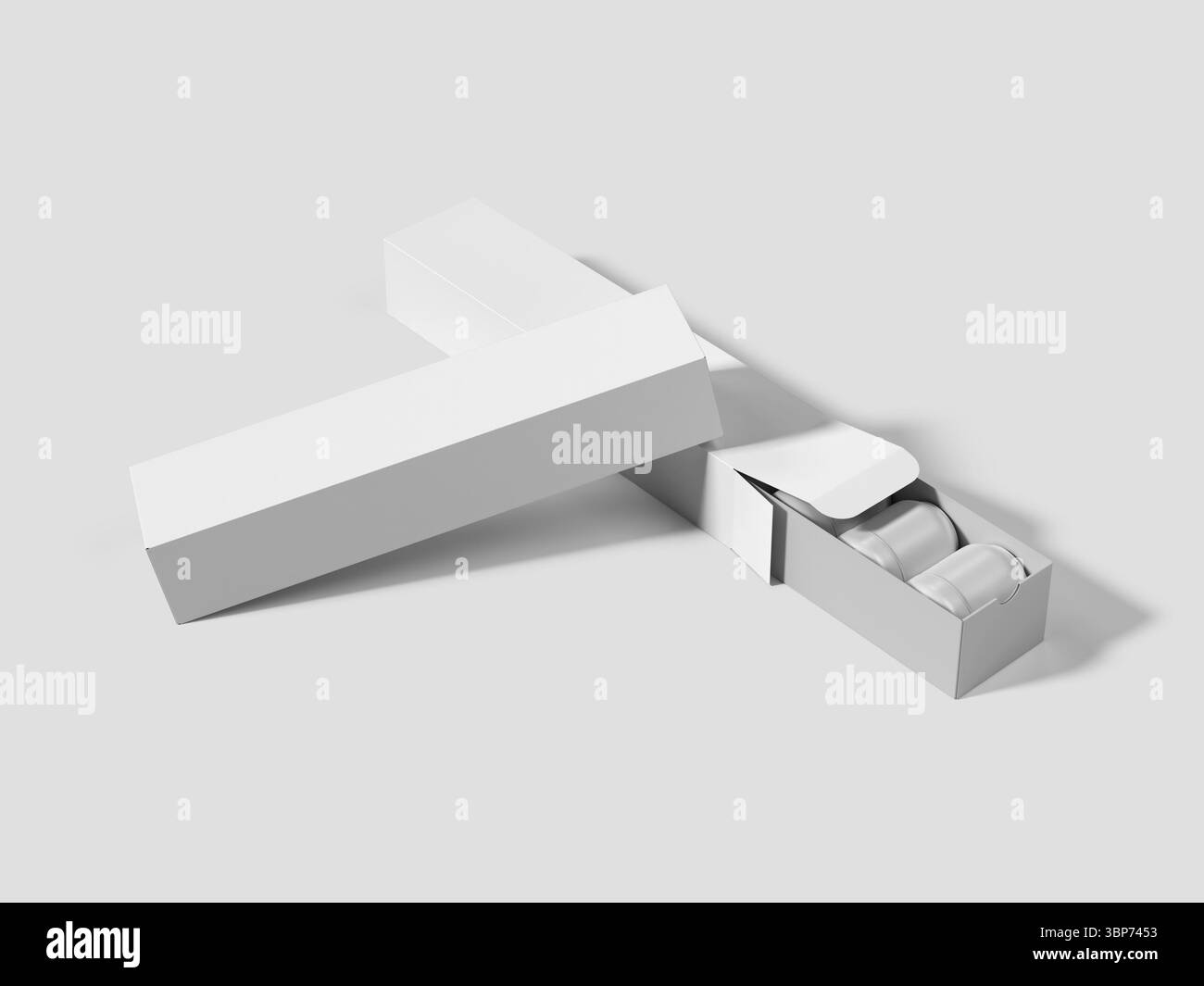 Confezione di lattine per capsule 3D Mockup Foto Stock