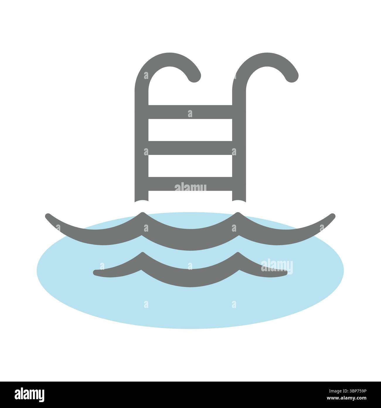 Icona del vettore dei passi. Piscina con acqua e simbolo delle onde. Illustrazione Vettoriale