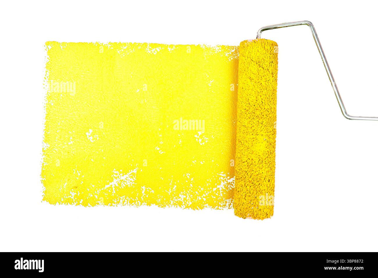 Pittura gialla con rullo Foto Stock