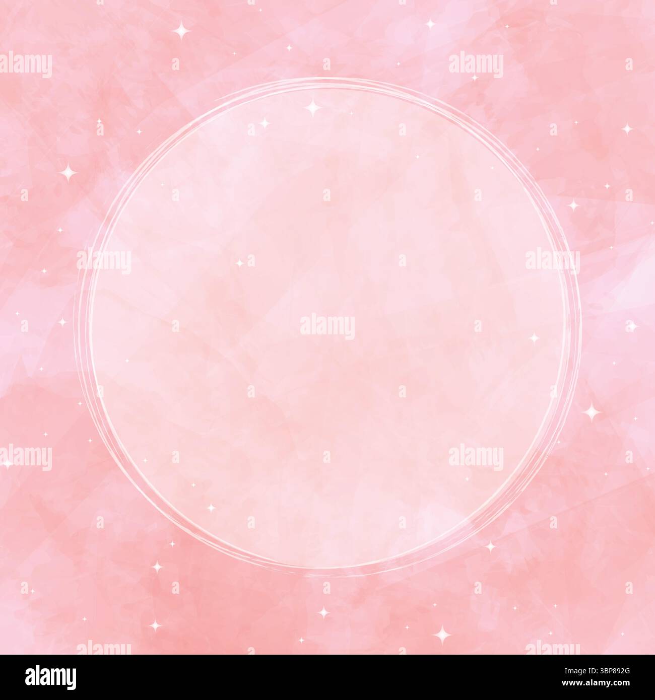 Cornice ad acquerello rosa con illustrazione vettoriale Glitter Stars. Illustrazione Vettoriale