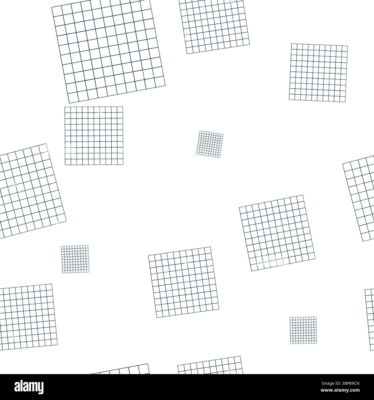 Sfondo con celle astratte. Illustrazione digitale ad acquerello. Motivo a scacchi senza cuciture, isolato su sfondo bianco. Stilizzazione della tecnologia Foto Stock