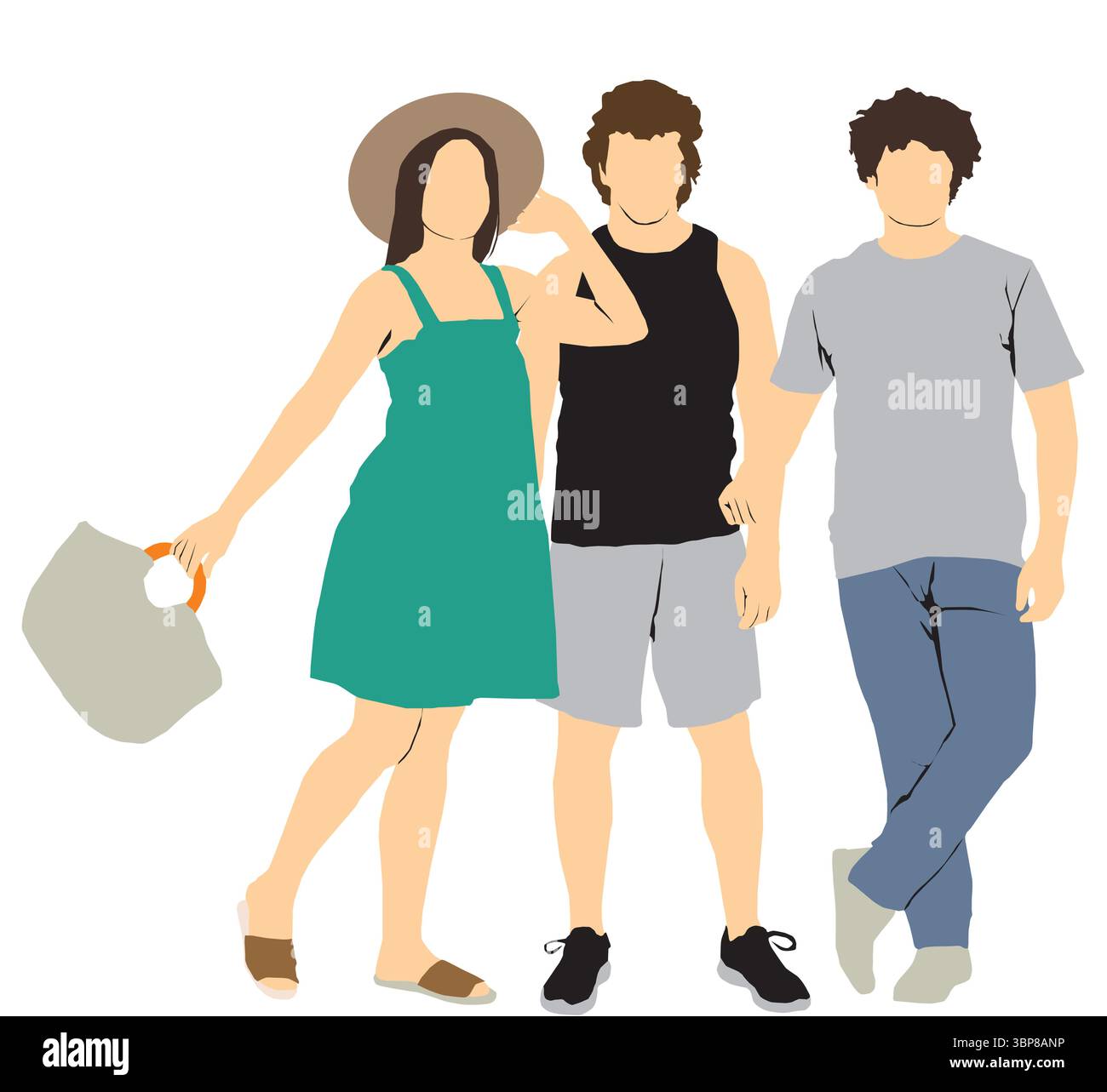 gruppi di persone in estate indossano un vettore completamente isolato Illustrazione Vettoriale gruppi di persone in estate indossano un vettore completamente isolato Illustrazione Vettoriale