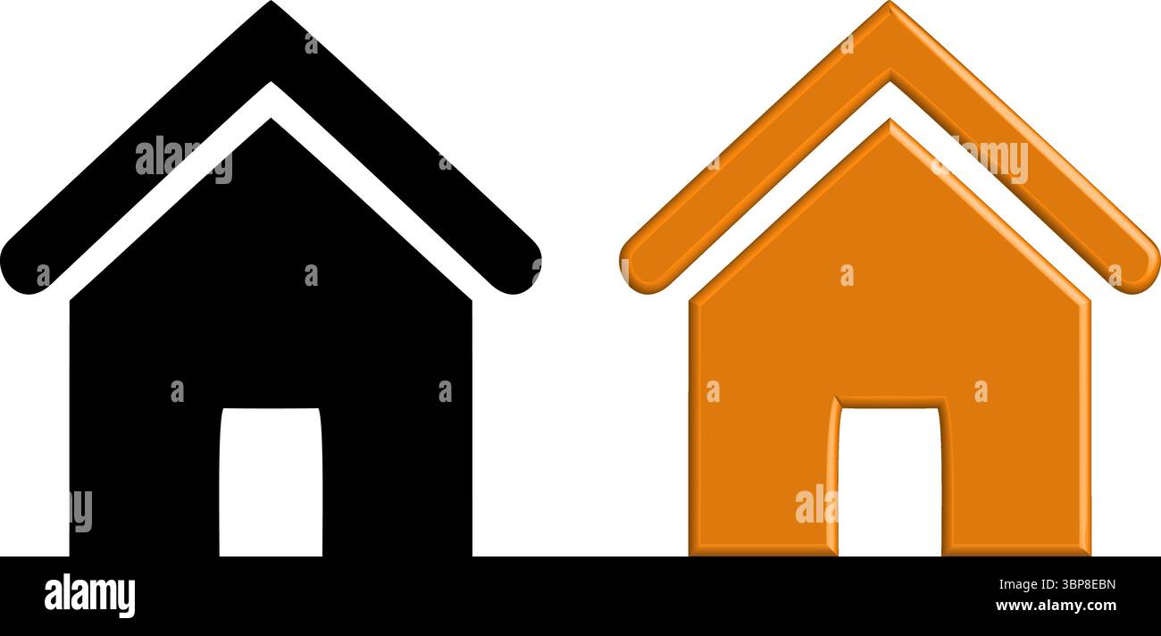 Icone Home nere e arancioni - Set di simboli della casa Illustrazione Vettoriale