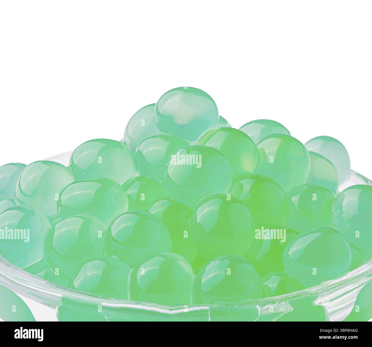 Cibo, tè verde su vetro isolato Foto Stock