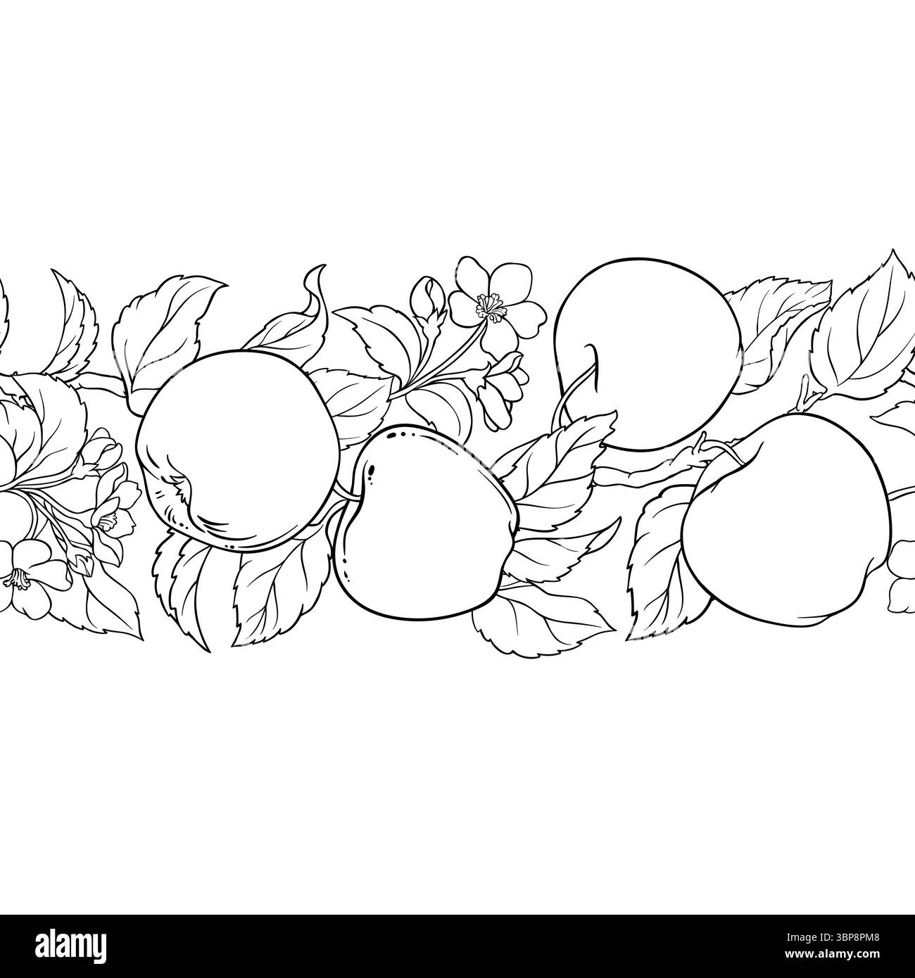 Schema orizzontale senza cuciture Apple Branch Illustrazione Vettoriale