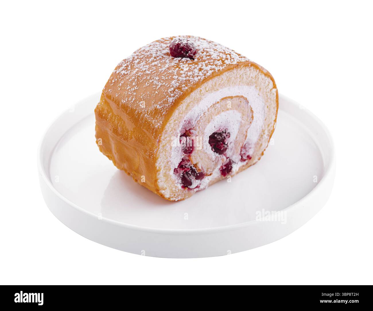 Cibo, Rollkuchen mit Kirschen und Orangenglasur Foto Stock