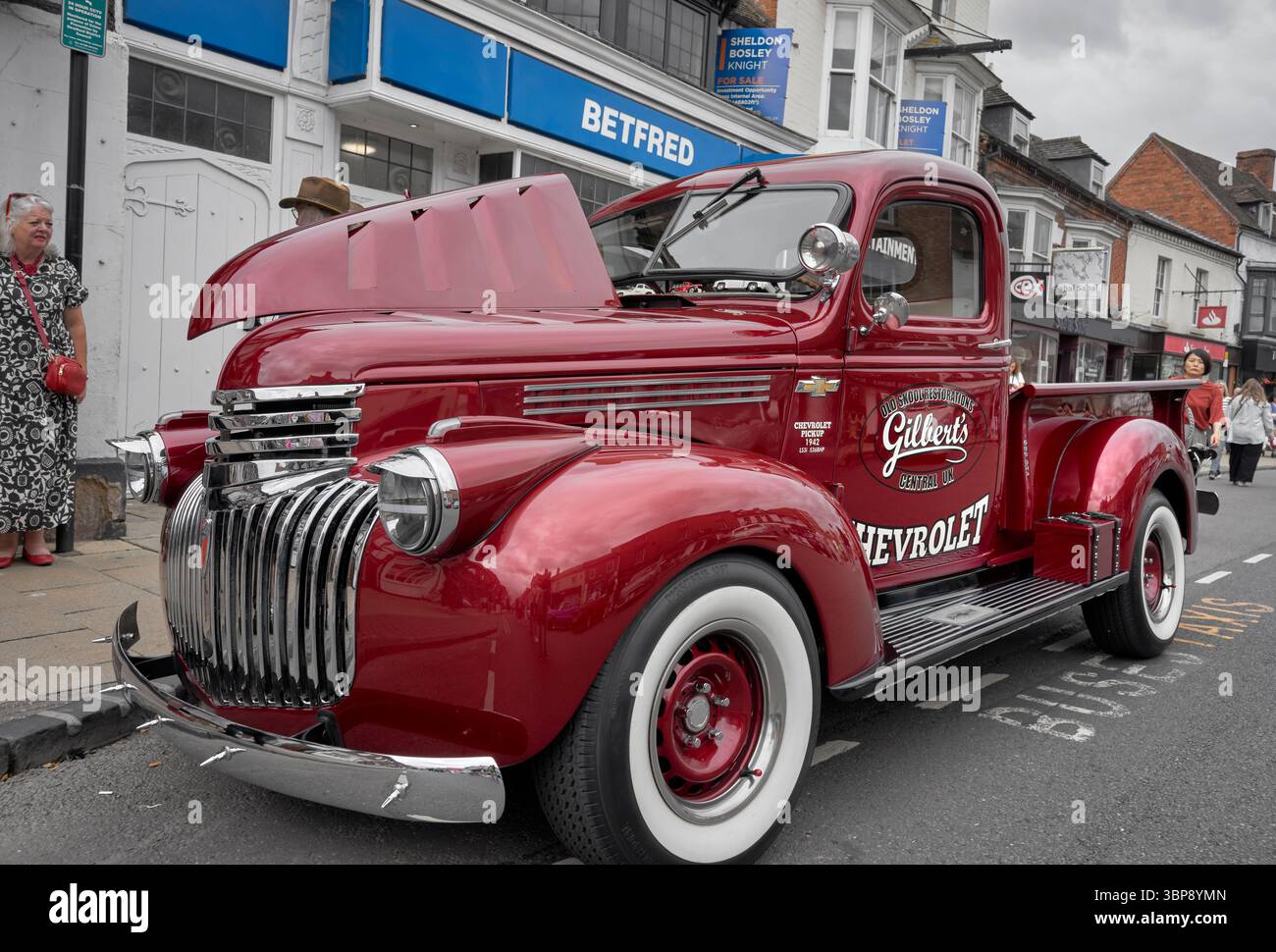 Chevrolet Pickup 1942, classico camion americano in condizioni incontaminate completamente restaurate da Gilberts Inghilterra Regno Unito Foto Stock