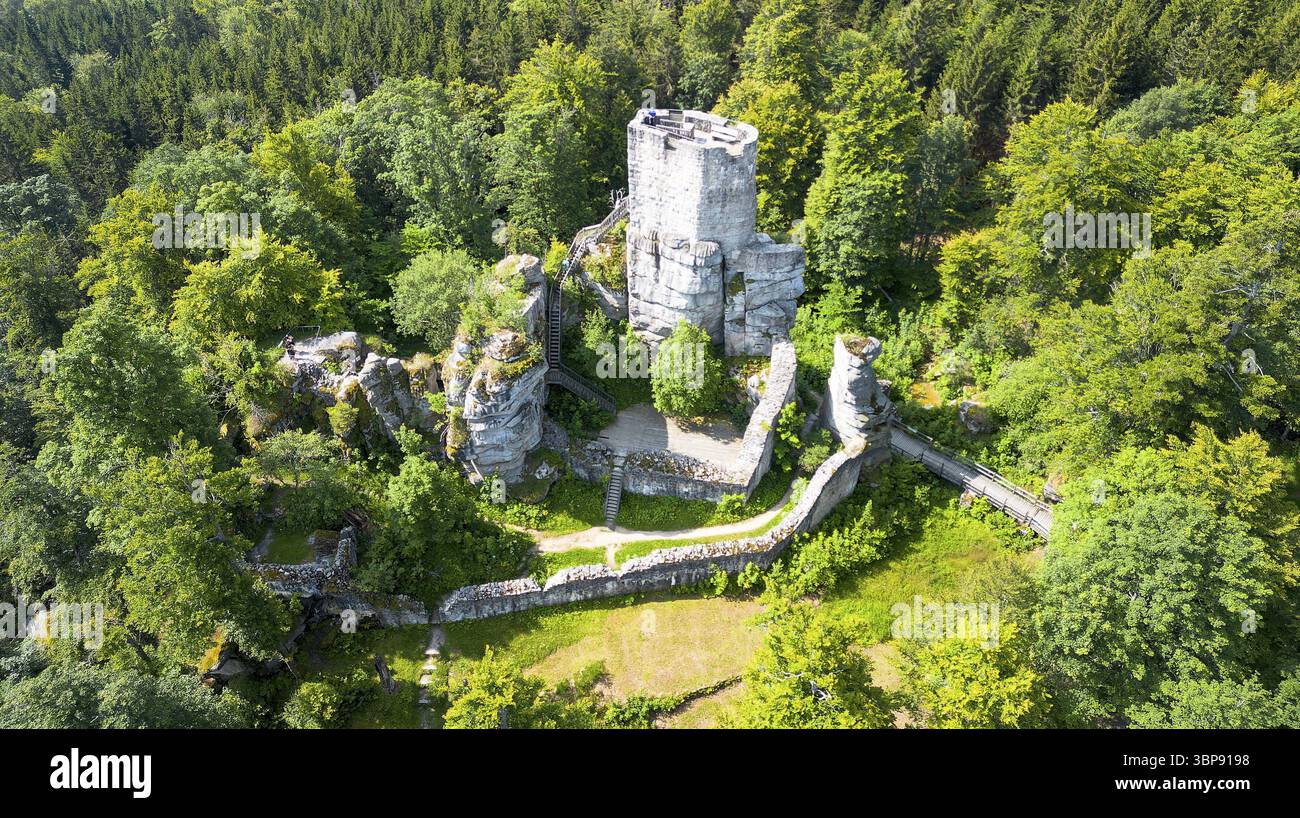 Ruine Weissenstein (Steinwald). Rovine di Weissenstein (Foresta di pietra) Foto Stock