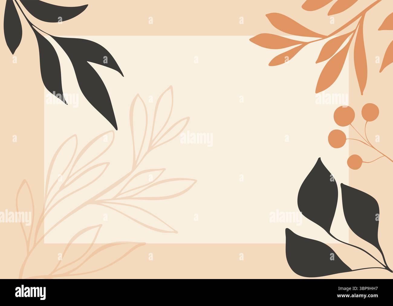 Sfondo decorativo minimale con elementi floreali Illustrazione Vettoriale