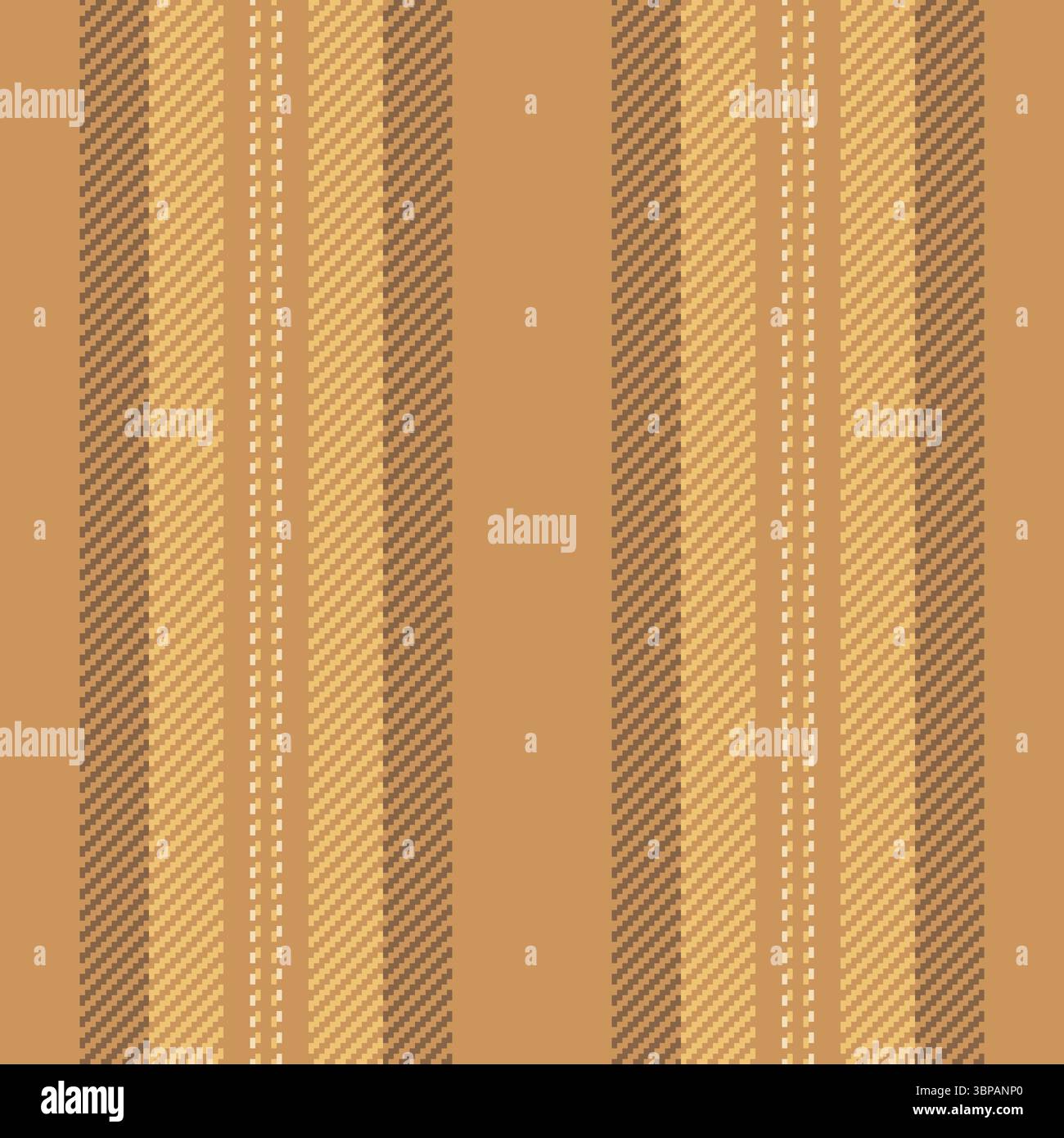 Texture di fondo a strisce Kecorating, tessuti unifilari senza cuciture. Tessuto vettoriale verticale con motivo iasculino nella tavolozza dei colori arancione e ambra. Illustrazione Vettoriale