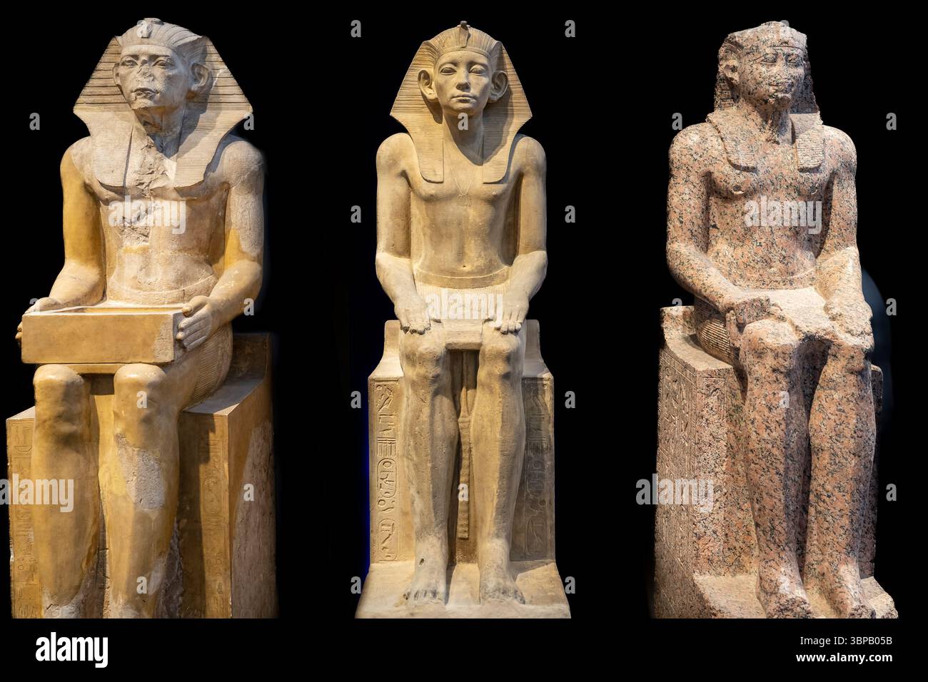 Statue di Amenemhat III al GEM Foto Stock