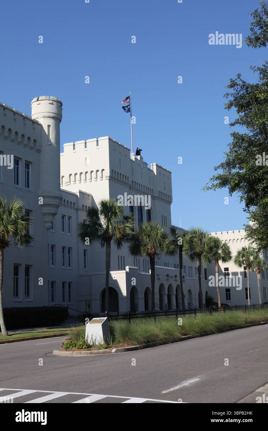 Una vista della Cittadella, del Military College of South Carolina, a Charleston, South Carolina Foto Stock