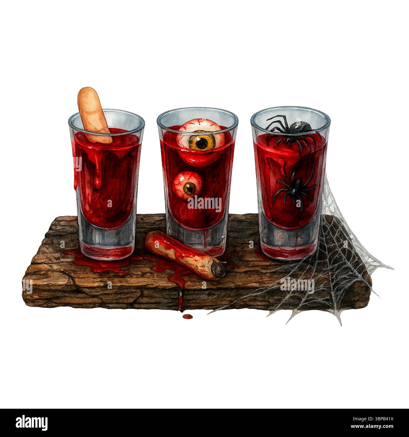 Spaventosi scatti di Halloween: Occhi, dita e sangue in occhiali inquietanti Foto Stock