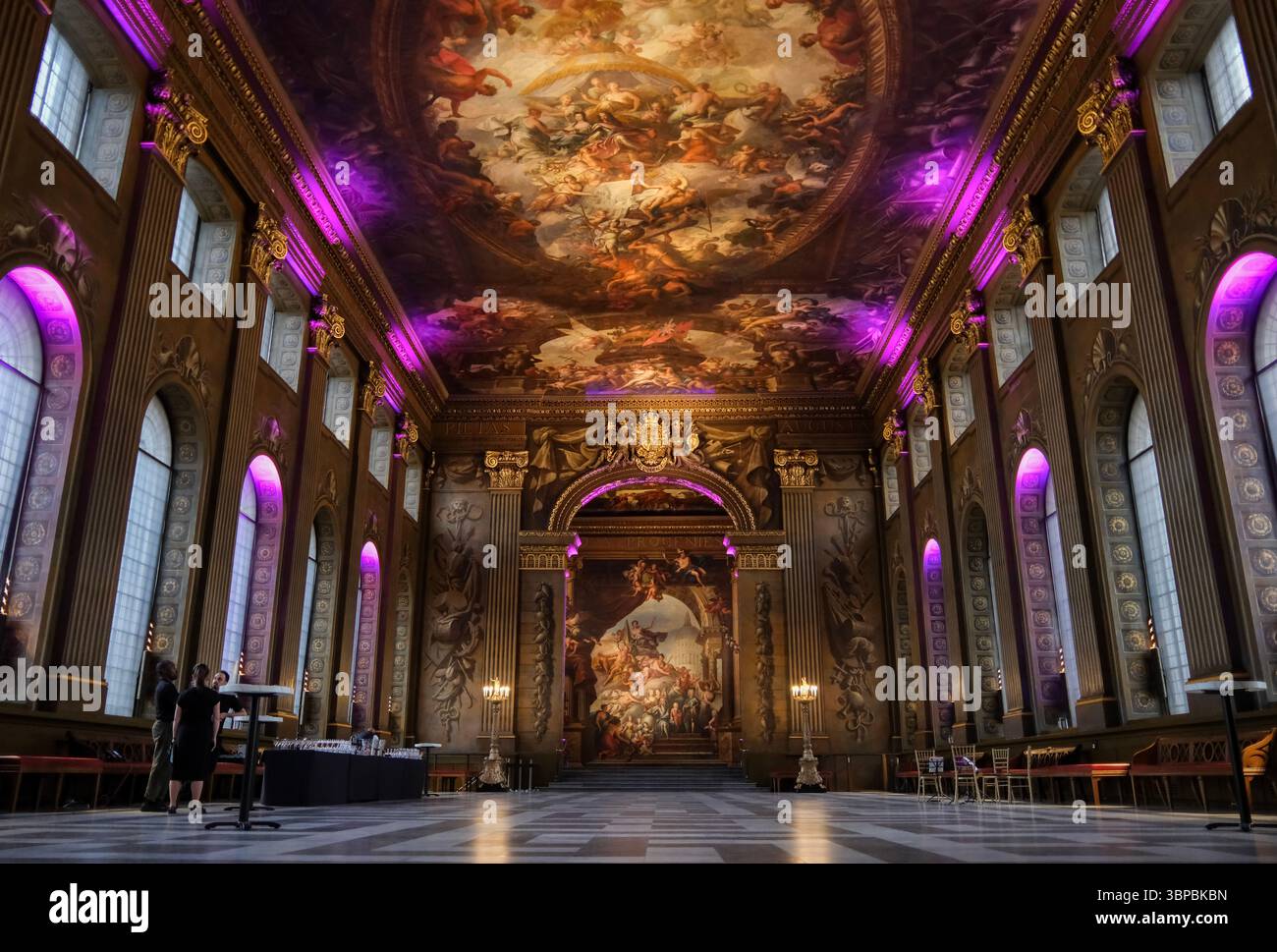 The Painted Hall presso l'Old Royal Naval College di Greenwich, Londra Foto Stock
