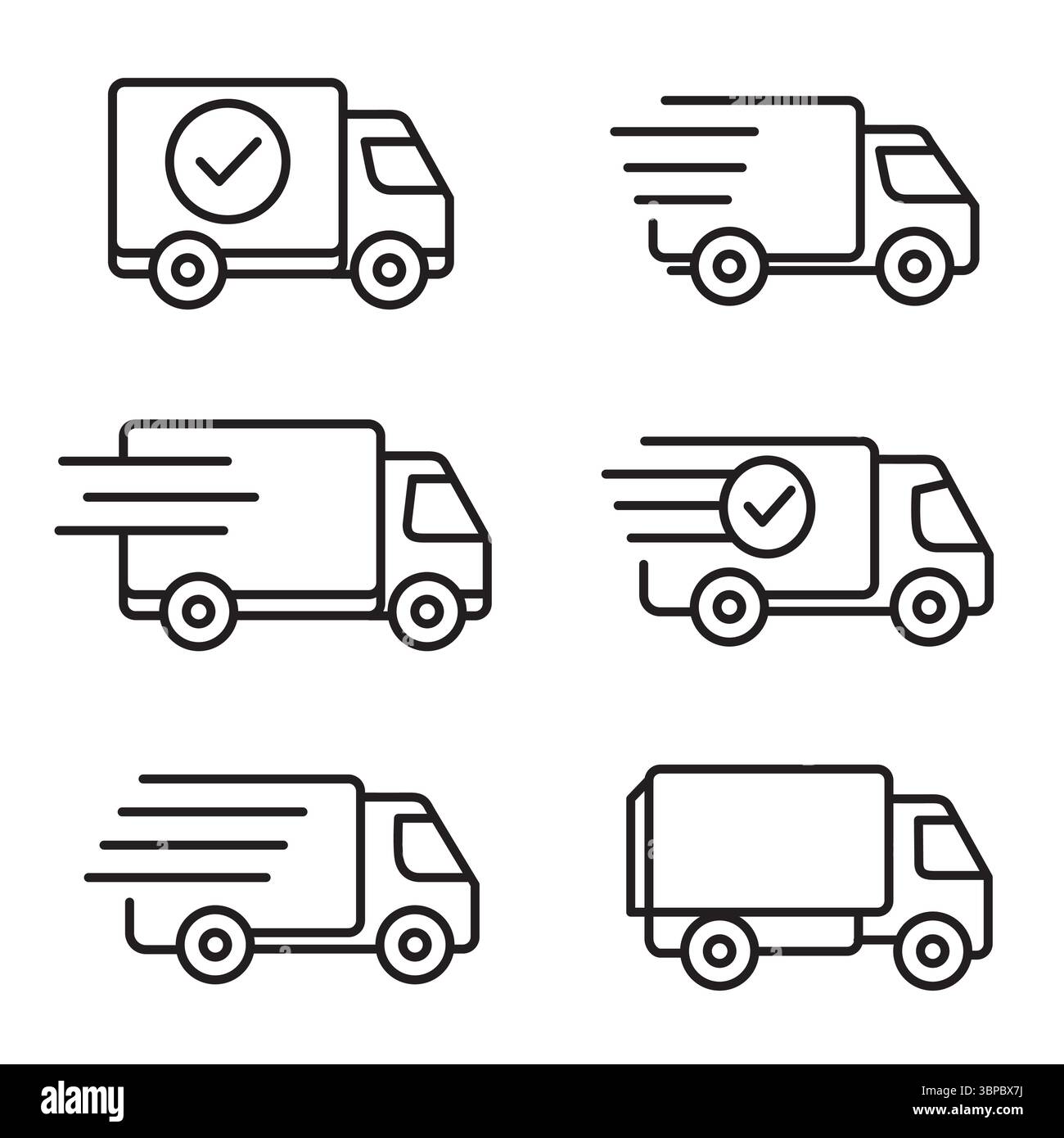 set di icone del profilo di consegna della spedizione del veicolo Illustrazione Vettoriale