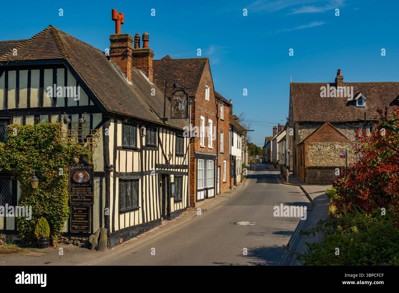 Il pub Leather Bottle in Street Cobham, vicino a Gravesend, Kent Foto Stock
