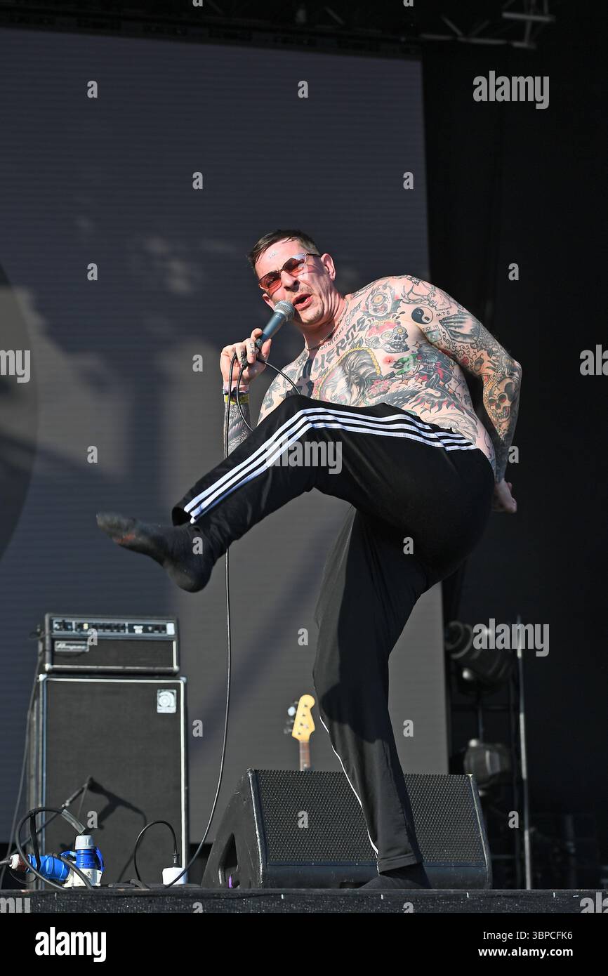 LONDRA, INGHILTERRA - MAGGIO 27: Sebastian Murphy di "Viagra Boys" che si esibisce al Wide Awake Festival, Brockwell Park, Brixton il 27 maggio 2023 a Londra, Inghilterra.CAP/Mar ©Mar/Capital Pictures Foto Stock