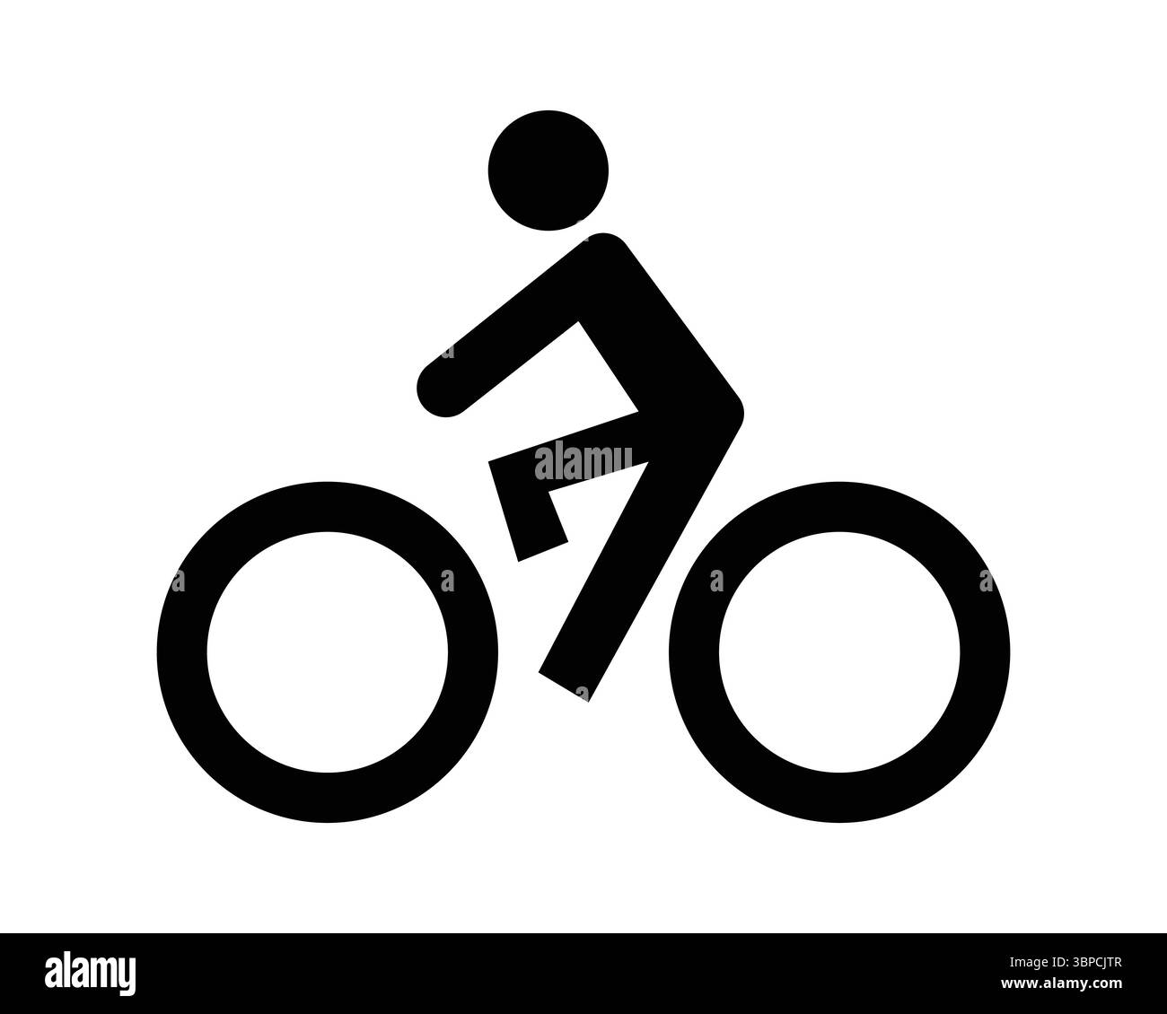 Icona in bianco e nero che raffigura una persona in bicicletta, perfetta per progetti legati al fitness, ai trasporti e alle attività all'aperto. Ideale per va Illustrazione Vettoriale