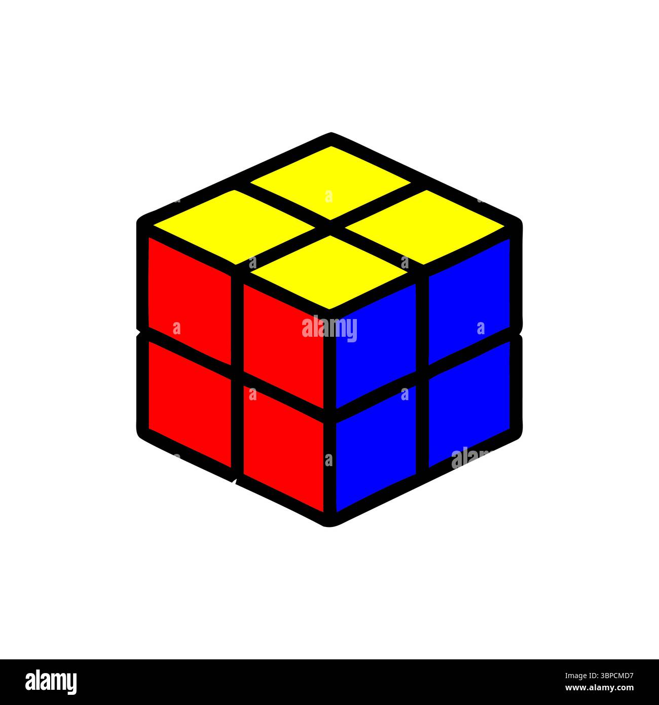 Puzzle a cubo di Rubiks. Icona di gioco colorata. Vettore di sfida logica. Illustrazione del giocattolo quadrato. Illustrazione Vettoriale
