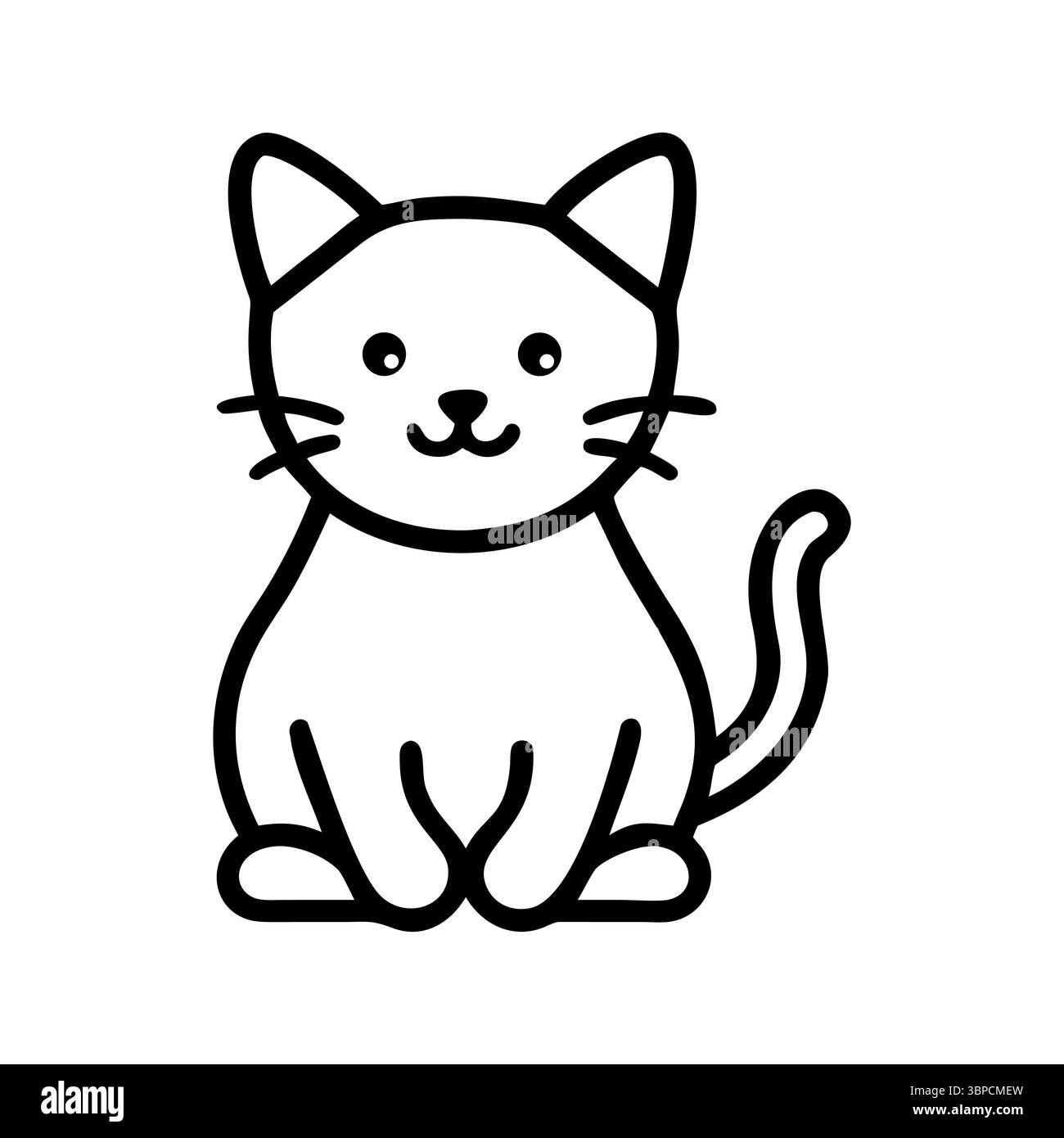 Simpatica illustrazione di gatto. Personaggio gattino seduto. Icona animale domestico. Vettore felino PET. Illustrazione Vettoriale