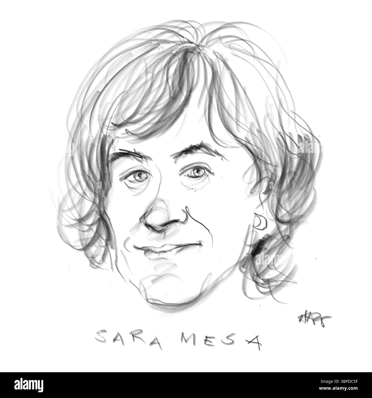 Ritratto a matita dell'autrice Sara Mesa Foto Stock