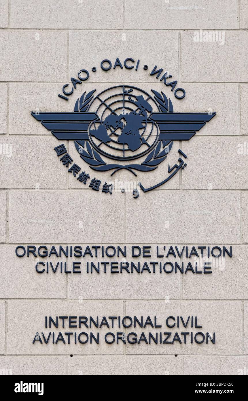 Sede dell'Organizzazione internazionale dell'aviazione civile (ICAO) a Montreal, Quebec, Canada. Foto Stock