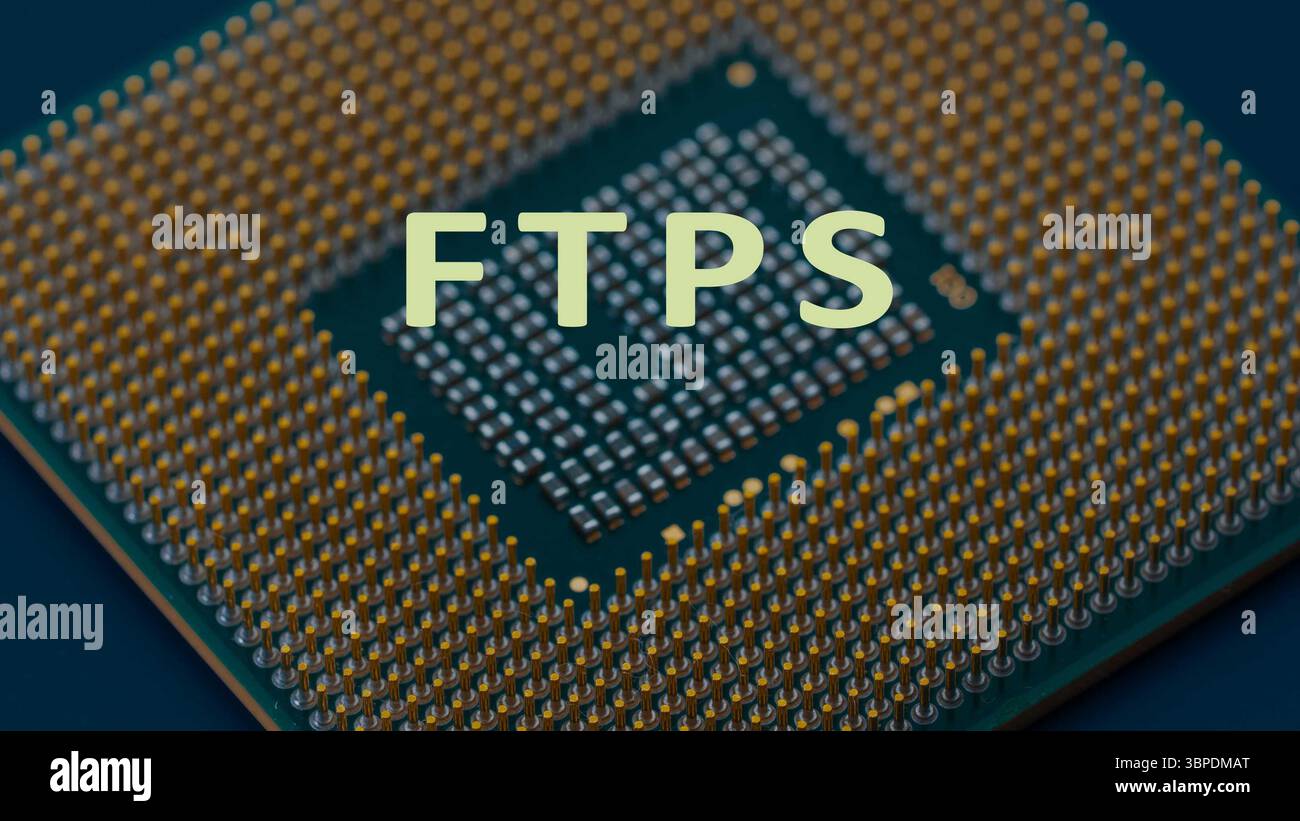 FTPS file Transfer Protocol Secure è un'estensione di FTP che utilizza SSL-TLS per crittografare i trasferimenti di file. Foto Stock