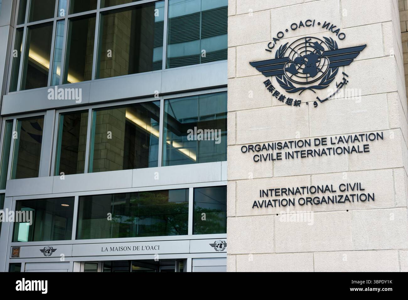 Sede dell'Organizzazione internazionale dell'aviazione civile (ICAO) a Montreal, Quebec, Canada. Foto Stock