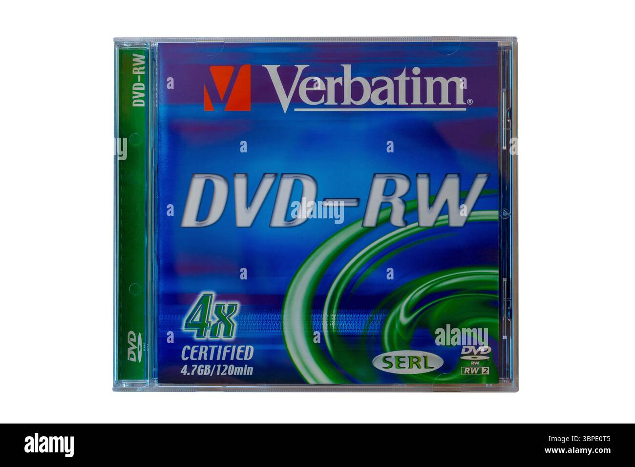 Disco DVD-RW Verbatim isolato su sfondo bianco Foto Stock