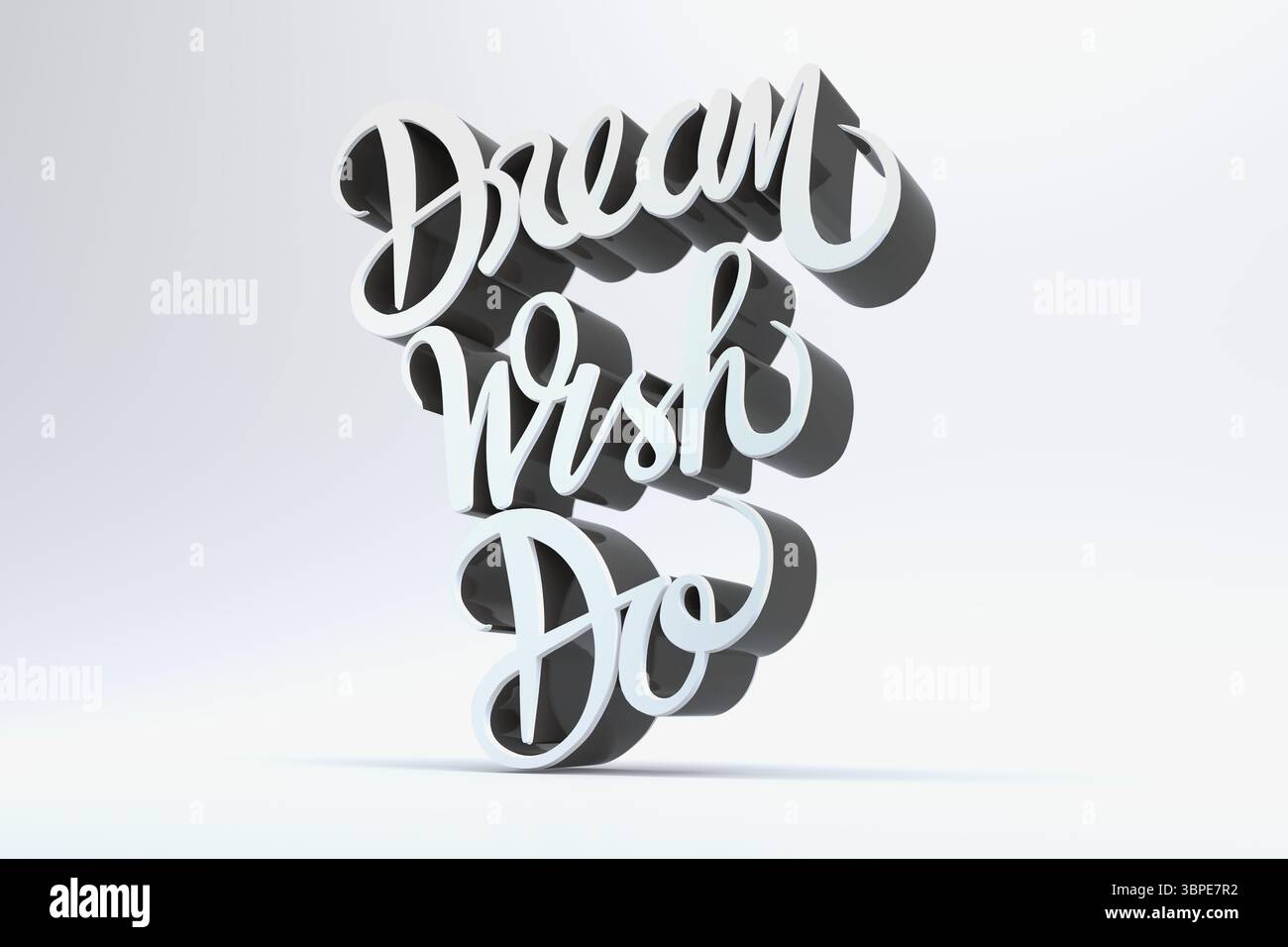 Dream Wish Do testo su sfondo grigio Foto Stock