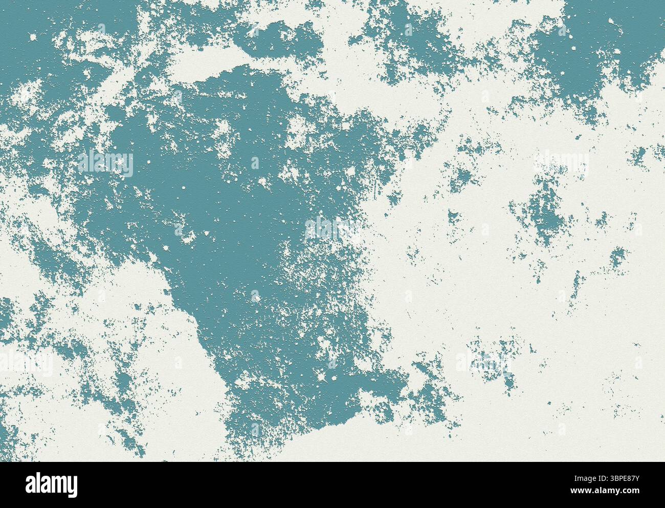 La texture grunge color verde azzurro e bianco crea uno sfondo angosciato e resistente agli agenti atmosferici, aggiungendo un tocco di fascino vintage e di interesse visivo Foto Stock