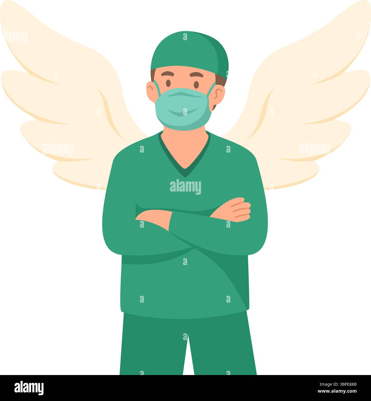 Chirurgo Dottore con illustrazione vettoriale Angel Wings Illustrazione Vettoriale