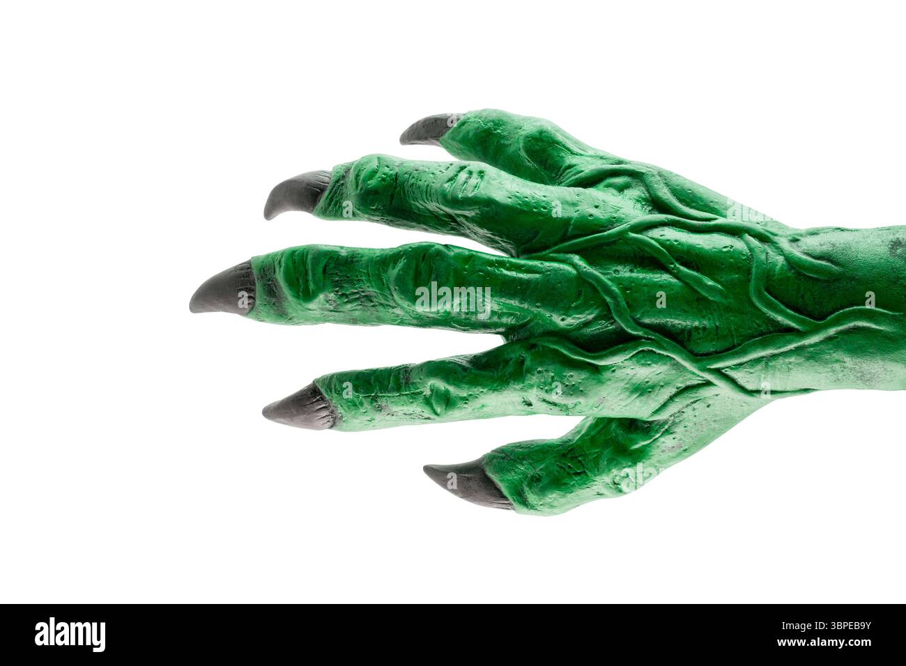 Mano di mostro verde isolata su sfondo bianco con percorso di ritaglio Foto Stock